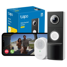 Tapo D235 2K 5MP Doorbell Wireless 180DFOV Ultra-Wide Video Doorbell Wireless or Wired,Battery 210 Day,Ring Chime Included,Head-to-Toe View IP66,TP-