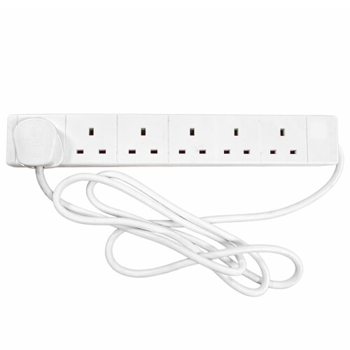 Status STATUS 6 Socket Extension Lead, 2m Multi-Plug Power Strip for Home, Office or Gaming Set-ups, White (S6W2MS12)