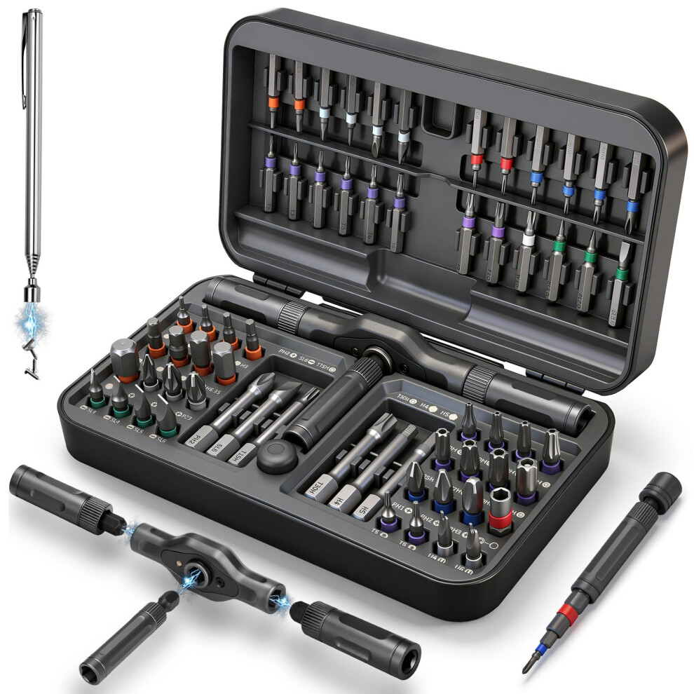 Kelin 68 In 1 Magnetic Ratchet Screwdriver Set, Multi Bit Ratcheting Torx Screwdriver Sets, Gifts For Men Who Have Everything, Stocking Fillers For M 5007615279673