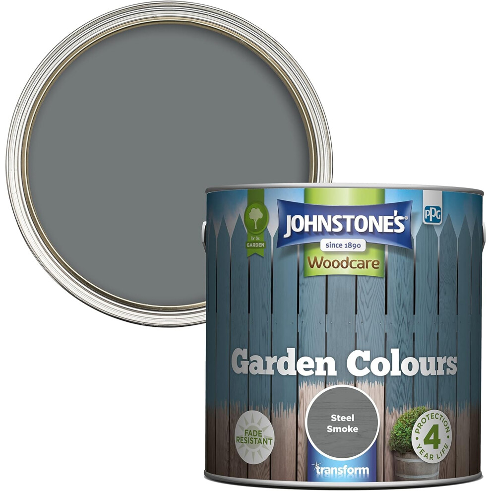 Johnstone's Johnstone’s - Garden Colours - Steel Smoke - Exterior Wood Paint - Fade Resistant - Suitable For Garden Furniture Outdoors - Fence Paint - Dry In 2