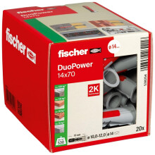 fischer DuoPower 14 x 70, powerful universal plug with intelligent 2-component technology for fastenings in concrete, bricks, gypsum plasterboard, ch