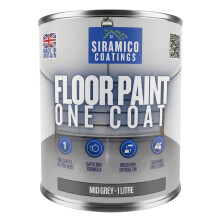 SIRAMICO COATINGS One Coat Anti-Slip Floor Paint | 1 Litres | 5 Modern Colours I Waterbased, Quick Drying Formula | White, Black, Greys (Mid Grey, 1