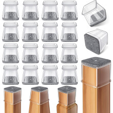 24 Pcs Chair Leg Floor Protectors Square, Silicone Felt Furniture Leg Pads Caps Covers for Hardwood Floors (Fit:27-40mm)