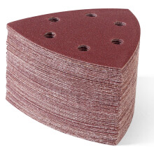 SATC 60 PCS 93mm Delta-Triangle Sanding Sheets 150 Grit Detail Sander Pads Durable Dust-Free 6-Holes Sander Sandpaper Hook and Loop Triangle Sanding