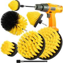 LFSEMINI 5pcs 1/4in Power Scrubber Drill Brush Set with Extender, Drill Scrub Brush for Cleaning Showers, Tubs, Bathroom, Tile, Grout, Carpet (5 Brus