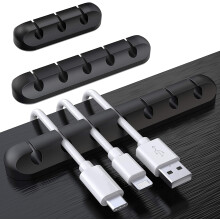 SOULWIT Cable Holder Clips, 3-Pack Cable Management Cord Organiser Clips Silicone Adhesive for USB Charging Cable Mouse Wire PC Office Home (753-Slot