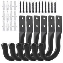 ALAHUGYEF Garage Hooks, 6 Pcs Ladder Storage Hooks for Hanging Heavy Duty Hooks, Wall Mounted Garage Hanger Brackets for Wall Bike Chair Garden Hose