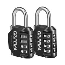 GRIFEMA GA1001 Combination Padlock, 4 Digit Coded Zinc Alloy Heavy Duty Locker Lock 2 Pack Weatherproof Padlock for School & Gym Locker,Fence, Garage