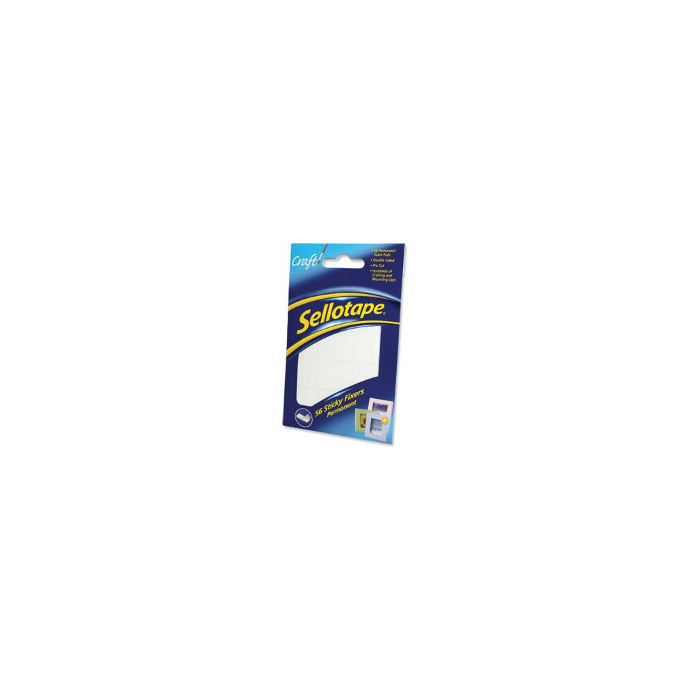 Sellotape Sticky Fixers 3798, Double Sided Foam Pads, 12X25mm, Pack Of 56 5005297625061