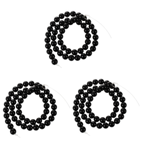 3X Rund Edle Schwarz Onyx Perlen Bead Strang Halbedelstein 8mm