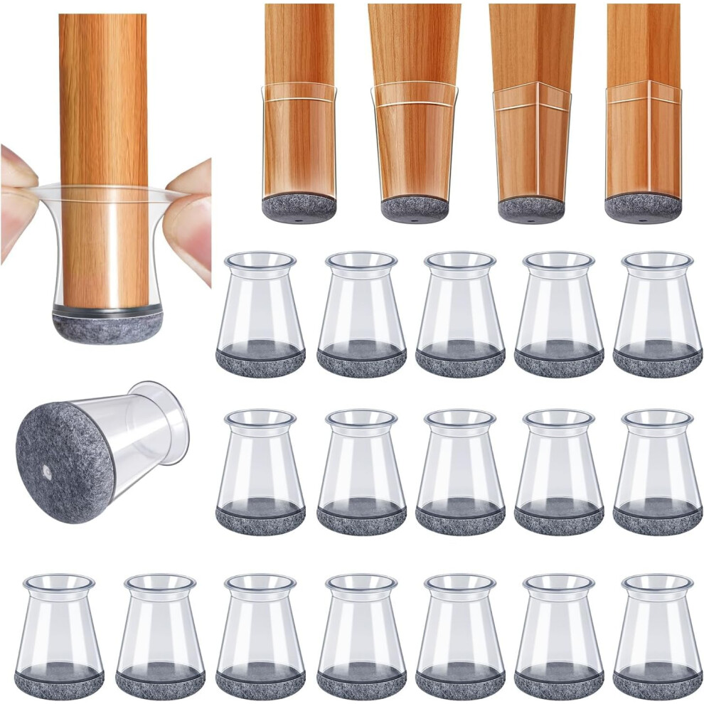 Gicunk 32Pcs Chair Leg Floor Protectors, Transparent Silicone Chair Leg Caps With Felt Pads, Floor Protectors For Furniture Legs For Hardwood/Tile Fl 5000892534374