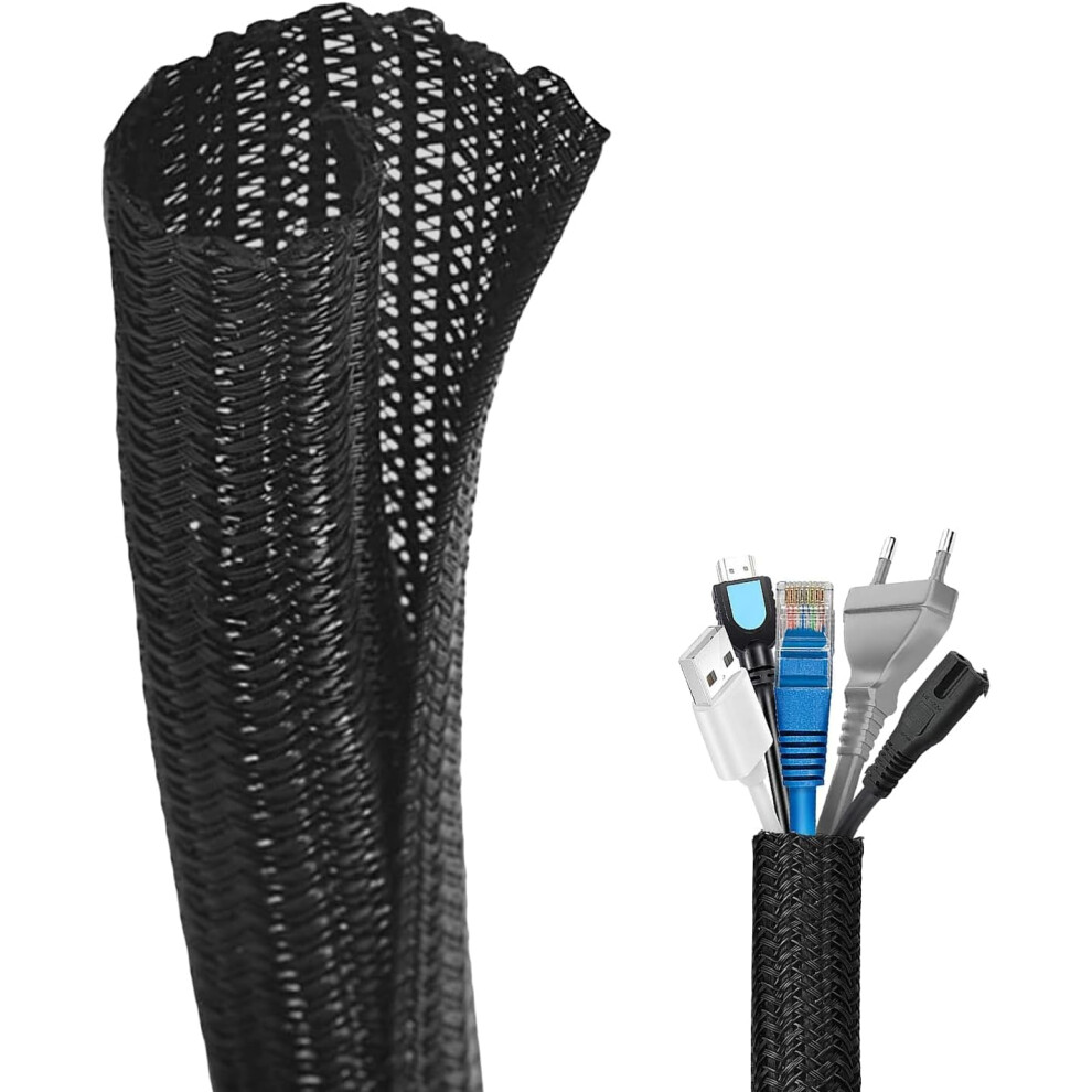 Flintronic 25Ft - 1/2 Inch Cord Protector, Wire Loom Tubing, Cable Sleeve Split Sleeving, Cable Tidy Sleeve, Protect Pets From Chewing Cords For Usb 5006720794118