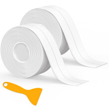 Fixmend Bath Sealant Strip, 2 Rolls Bathroom Sealant Tape Waterproof, Self Adhesive Caulk Strip for Toilet, Kitchen, Bathtub, Sink, Wall Corner, with
