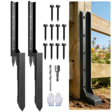 Heavy Duty Steel Fence Post Repair Stake with Serrated Edge 33.5 In–Ground Spike Anchor for Tilted or Broken Wooden Posts,2 Pack