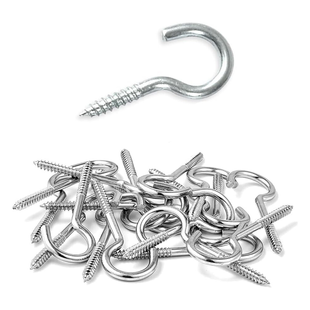 Mindwissup 76Pcs M2.5 X 25Mm Screw Hooks Open Eye Cup Screw-In Ceiling Hooks Nickel Plated Indoor And Outdoor Wall For Hanging Plants, Cups, Kitchen 5005069084058