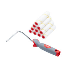ProDec Advance 11 Piece 4 inch Short Pile Microfibre Mini Paint Rollers & Frame for a Smooth Finish with Emulsion, Gloss, Satin, Varnish, Woodstain o