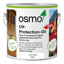 Osmo UV Protection Oil Extra for Exterior Wood, Clear Matt 1420 for Vertical Structures (Clear Matt, 2.5L)