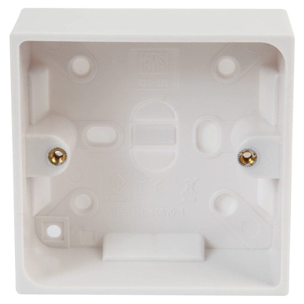 Pro Elec 1-Gang White Surface Mount Pattress Box, 32Mm Depth | Bs5733 Compliant Network Box Â Pelb1495 5000541173466