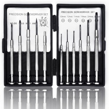 11-Piece Precision Screwdriver Set, Magnetic Mini Repair Tool Kit with Flathead, Phillips & Awl Bits, Non-Slip Handle for Eyeglass, Watch, Phone, and