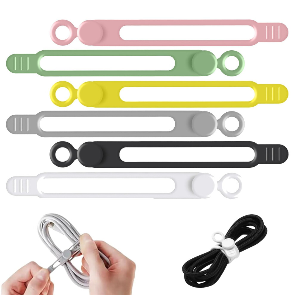 Data Cable Organizer, Elastic Reusable Silicone Cable Straps Cord Organizer For Bundling And Fastening Earphone, Phone Charger (6 Pcs) 5003766798476