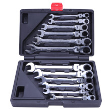 12Pcs 8-19mm Flexible Ratchet Gear Spanner Wrench Set CR-V STEEL Canvas