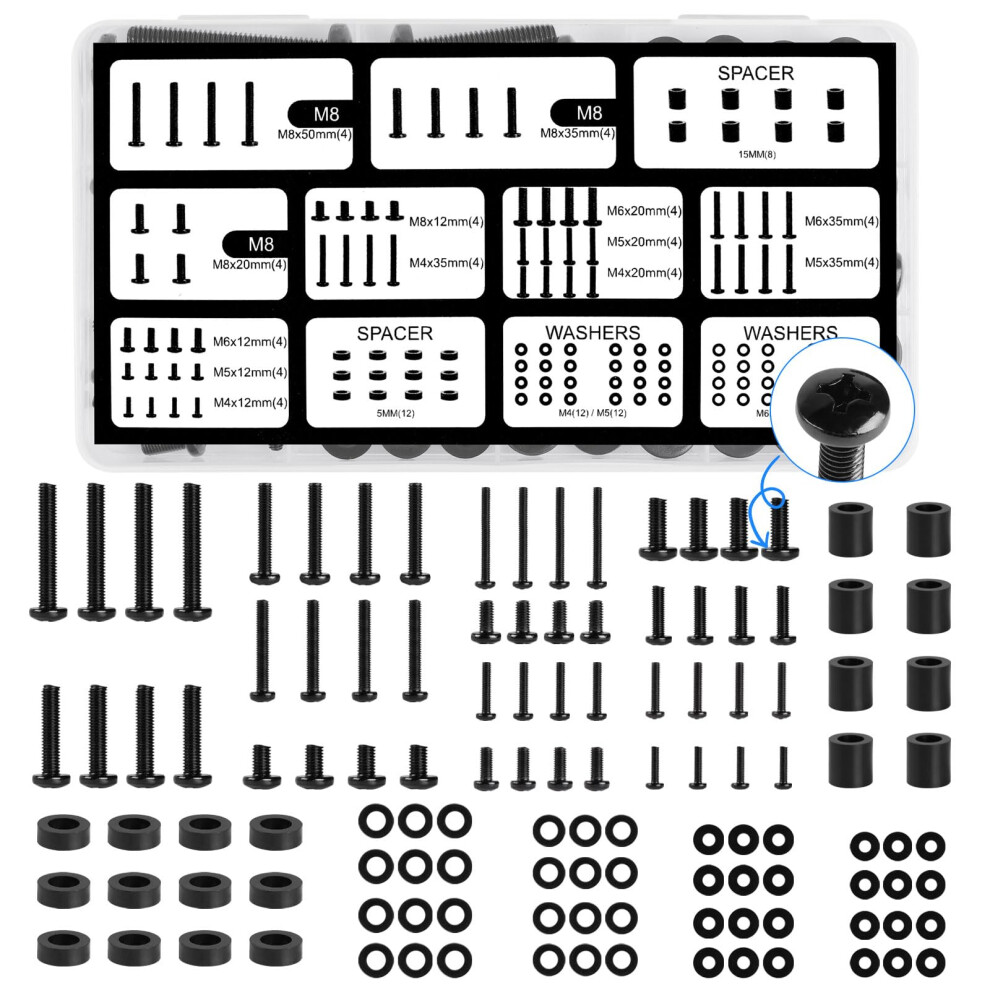 120Pcs Universal Tv Mounting Screw Kit - Compatible With M4, M5, M6, M8 Vesa Screws For Most Tv Stands And Mounts 5006757608013