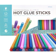 Colourful Hot Glitter Glue Sticks by Smith’s | 7mm x 100mm | 50 Pack | Grade A+ Glue Gun Refills | Blue, Purple, Green, Red, Aqua, Pink, Gold, Sil