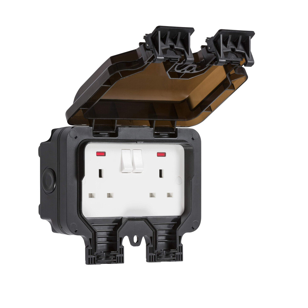 Knightsbridge Op9n Outdoor Weatherproof Double Socket Ip66, Black,84.0 Mm*153.0 Mm*170.0 Mm 5005098981861