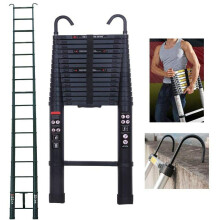 5M Telescoping Ladder with Detachable Hook, Aluminum Telescopic Extension Tall Multi Purpose Loft Ladder, 150 Kg/330 Pound Load Capacity, Black