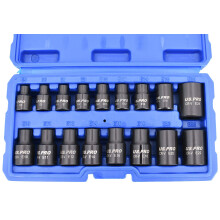 Impact E Torx Star Sockets Female E5 to E24 3/8? and 1/2'' Drive 17pc Set US Pro