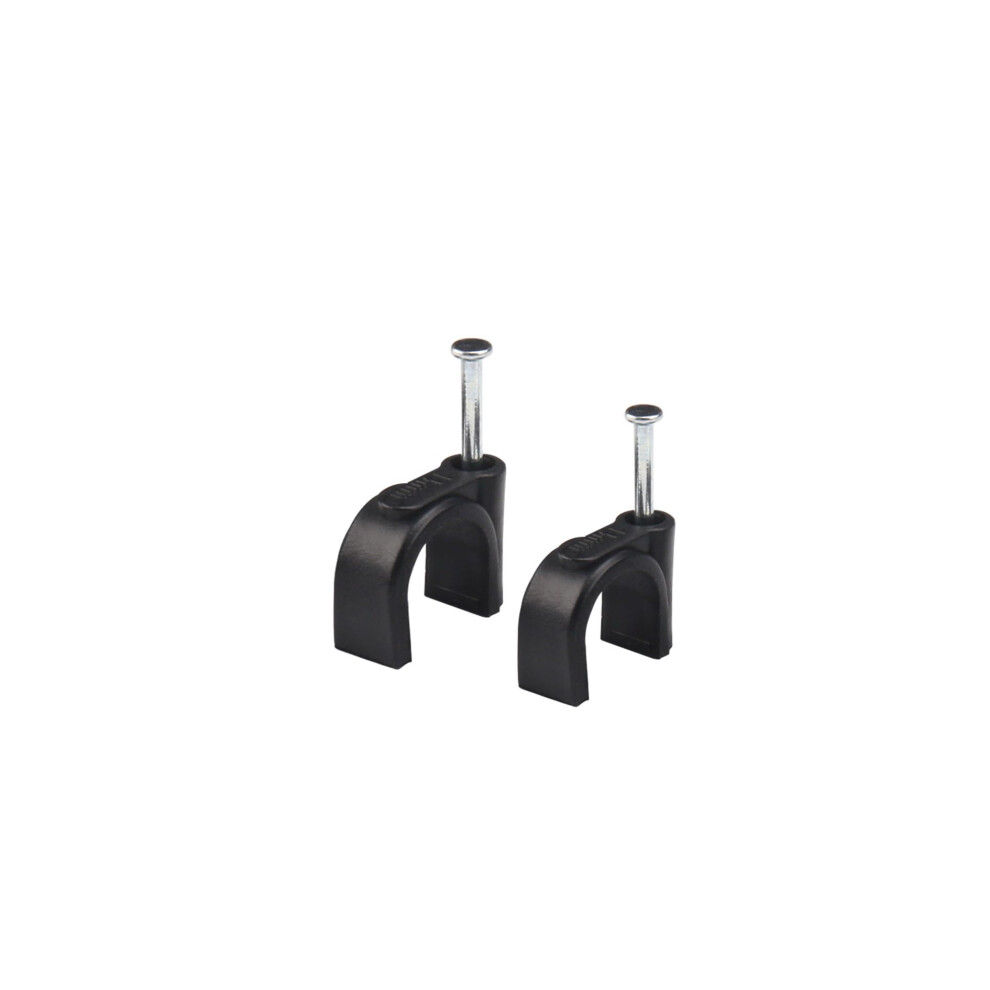 200 Pack 2 Sizes Black Strong Cable Clips, 6Mm & 8Mm Round Cable Wire Clips With Steel Nails Cable Staples Cable Management Cable Cord Fasteners Elec 5003856982372