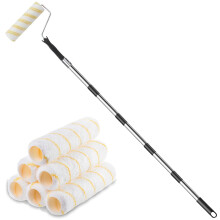 Paint Roller with 6 Replacement Covers, Extendable & Detachable Thickened Pole, Long Reach Wall & Ceiling Painting Roller, Heavy Duty Household Paint