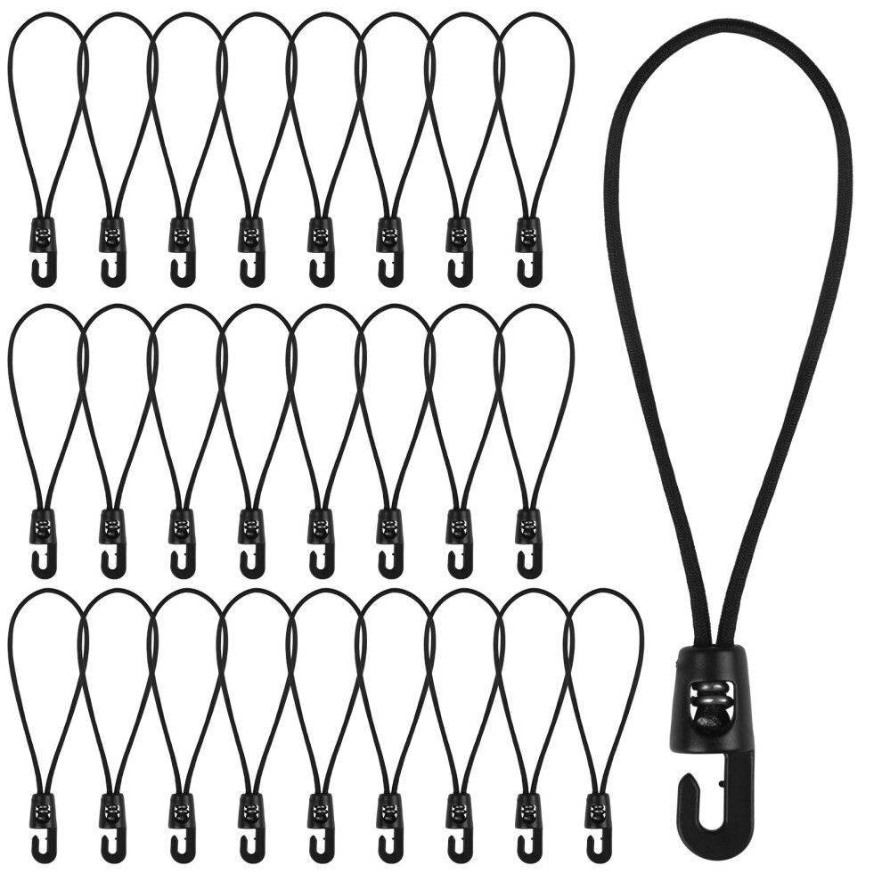 Adiwo 25Pcs Bungee Cords With Hooks, 15Cm Multi-Purpose Bungee Cords With Hooks, Tarpaulin Hooks For Camping Tarpaulins, Tents, Awnings And Fixings ( 5005644654928