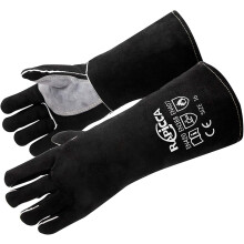 RAPICCA Welding Gloves Fire Heat Resistant: Black 14IN - Fireproof Leather For Stick Mig Flux-Core Welder Forge Blacksmith Fireplace Wood Stove Fire