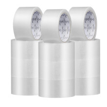 REQUISITE NEEDS Heavy Duty Strong Packaging Tape, Great For Packing, Shipping & Moving, 12 Rolls (48mm x 66m) For Industrial and House Hold Uses (Cle