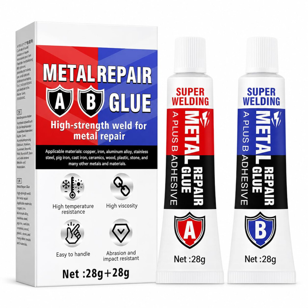 Strong Ab Liquid Metal Weld Repair Paste, Metal Glue Heavy Duty Waterproof, Heat And Cold Resistance, Epoxy Industrial Glue For All Purpose Repairs F 5000107243695