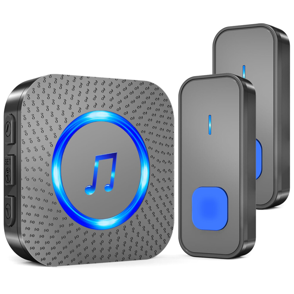 Surfou Wireless Doorbell, Electric Cordless Waterproof Door Bells Chime With Plug In Receiver, Battery Operated At 1,300Ft Long Range With 55 Melodie 5004157530194