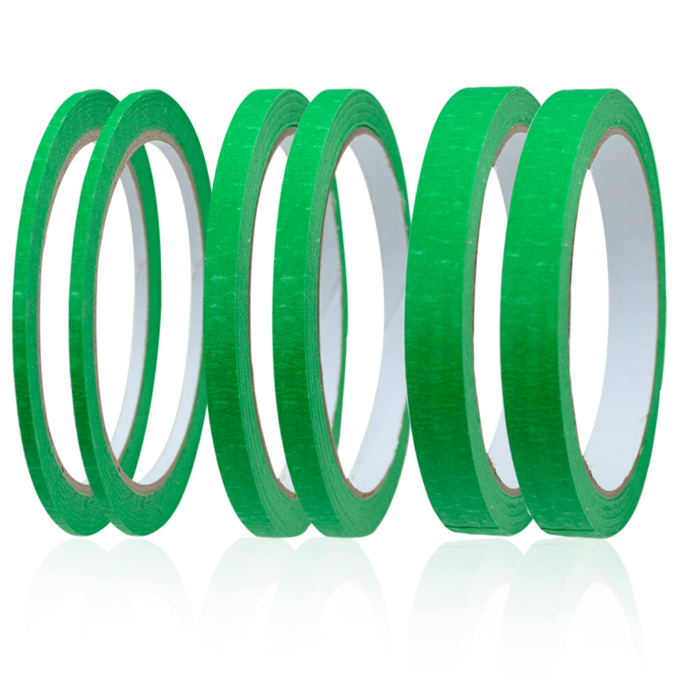 Udewo 6 Rolls Green Masking Tape, Fine Line Tapes Painters Tape Artist 3Mm/7Mm/12Mm Widex22 Yard Writable Automotive Premium For Painting And Decorat 5000337858690