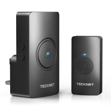 TECKNET Wireless Doorbell, Plug in Door Bells Cordless IP65 Waterproof Door Chime Battery Operated Button up to 400M Range, 60 Chimes, LED Light, 4.5