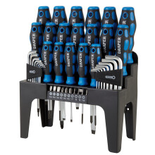 Draper 44 Piece Precision Screwdriver Hex Key and Bit Set | Soft Grip Drivers Hand Tools | DIY and Professional Kit | Tool Stand | Magnetic Tips | 81
