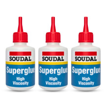 3x Soudal Super Glue High Viscosity 50g Cyanoacrylate based adhesive