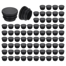 sourcing map 76 Pcs Round Plastic Plug, Black Tubing End Cap Plugs, 25mm(0.98 Inch) Furniture Leg Pipe Insert, Glide Protection for Chair, Sofa, Tabl
