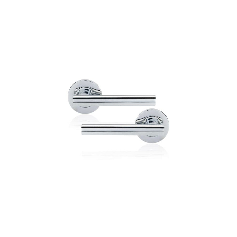Xfort Polished Chrome Liberty Lever On Rose Door Handles, T-Bar Lever Latch Rose Door Handle, Ideal For Internal Wooden Doors For Home And Office (1 5008655002634