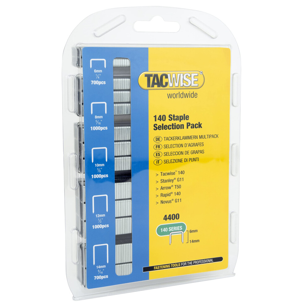 Tacwise 0350 Selection Pack Of Type 140/6-14Mm Heavy Duty Galvanised Staples, Pack Of 4400, Silver 5005146485266