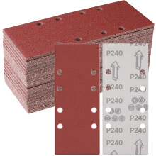 Sruhrak 93x230mm Sandpaper Set, 50 Pieces Sanding Sheets Stick and Peel Sanding Pads 240 Grits Sander Paper for Bosch Electric Sander Polishing, Rust