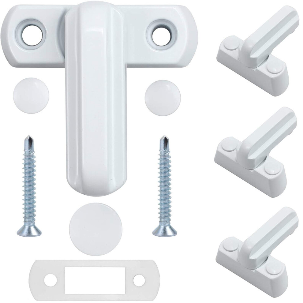 4 Pack Sash Jammer Blocker - Door & Window Lock Anti Theft - Additional Home Security For Pvc/Upvc Windows And Doors - White 5004268939183