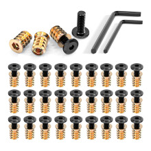 Wavanta 30Pcs M6 x 16mm Furniture Screw Nut Threaded Wood Inserts Bolt Fastener Connector Hex Socket Drive M6 x 15mm Screw-in Nuts with Wrenches