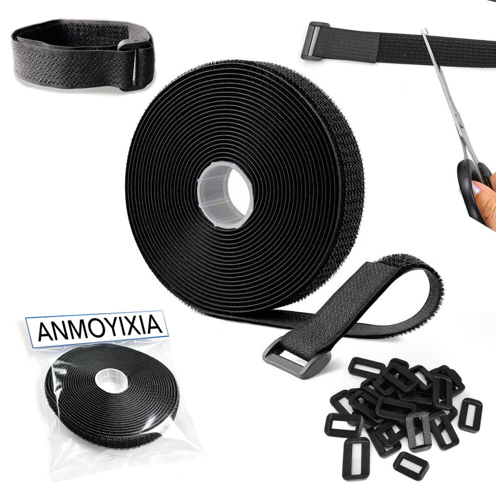 Adjustable Cable Straps 5M With 25 Buckles Free Cut Length, Reusable Fastening Cable Ties, Hook And Loop Securing Strap For Cable Tidy, Wire Manageme 5004030141844