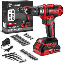Power Drill Cordless: DEKOPRO Pink Cordless Drill 20V Electric Power Set Tool for Women Drills with Battery and Charger Drills Driver Kit Red