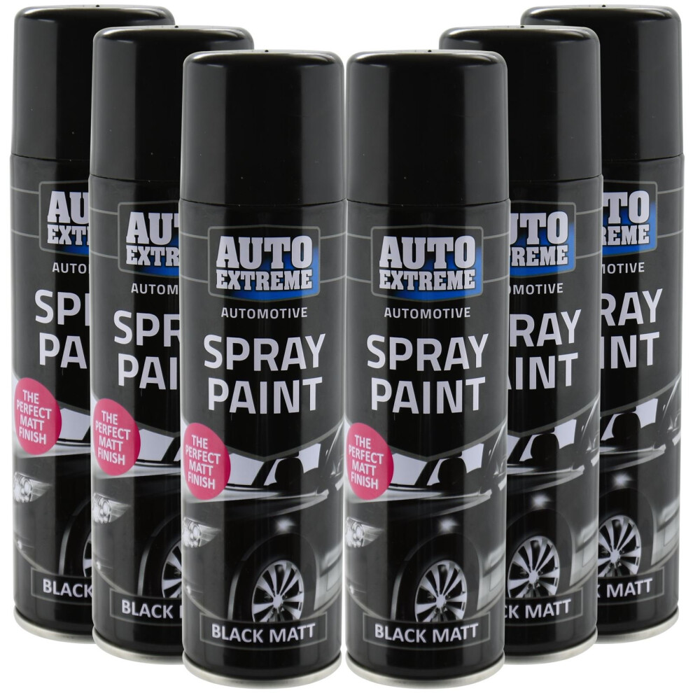 Rapide Matt Aerosol Spray Cans 250Ml Car Auto Extreme Spray Paint (6) Black